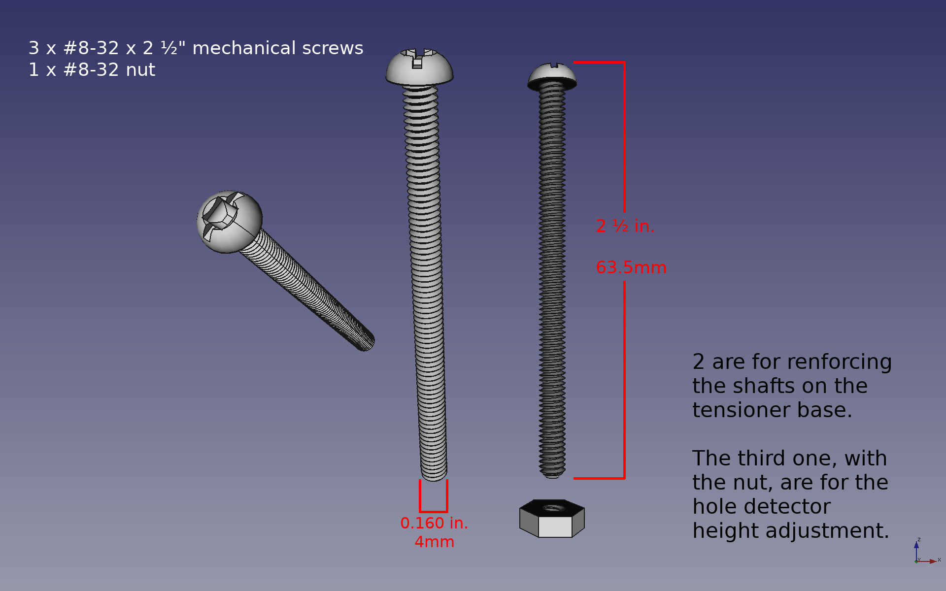 3 x #8-32 2½" with 1 nut